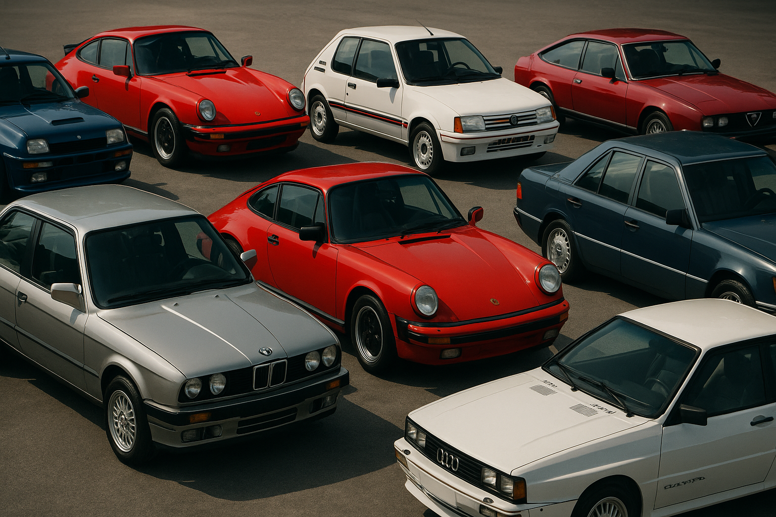 collection of european cars from the 80s